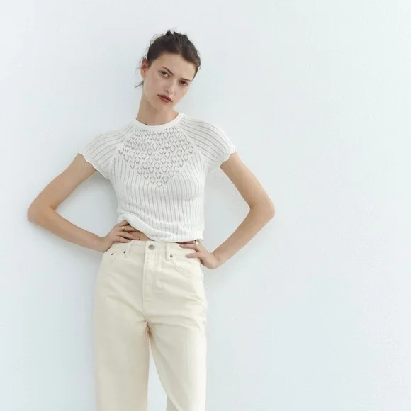 Zara Tops Zara Pointelle Knit Top Poshmark